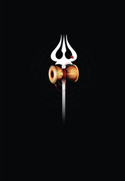 Maha Shivratri With Trisul, A Hindu Festival Celebrated Of Lord Shiva Night