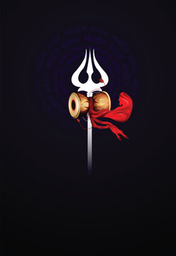 Maha Shivratri With Trisul, A Hindu Festival Celebrated Of Lord Shiva Night