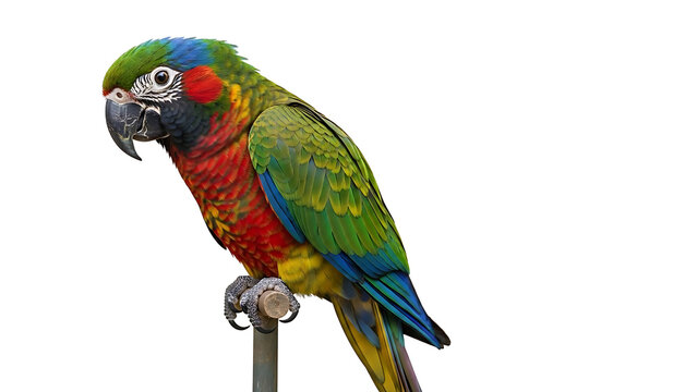colorful parrot bird isolated on white background showcasing vibrant feathers wildlife beauty tropical nature exotic animal photography and cheerful natural lifestyle concept