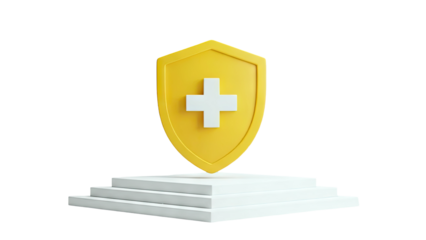 Yellow Shield with White Cross on White Steps