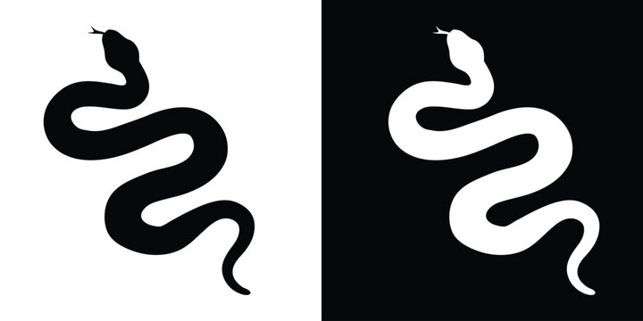Snake icon. Snake black silhouette. Vector illustration