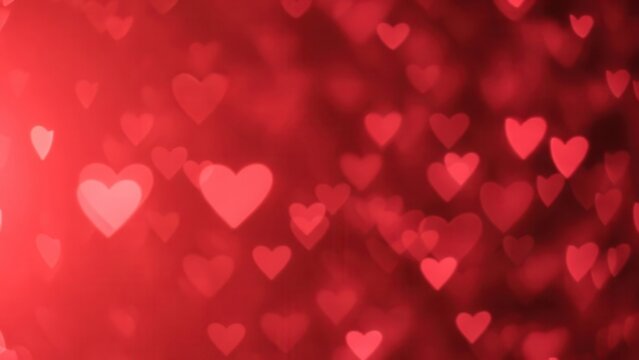 Red heart shaped bokeh lights abstract background hearts