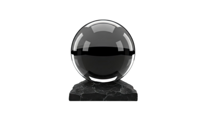 Glossy Black Sphere on Marble Base