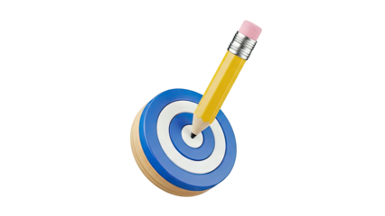 Pencil hitting the bullseye on a target