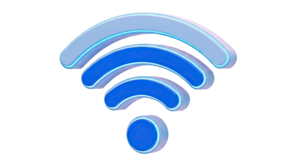 3D Blue Wi-Fi Symbol with Neon Outline