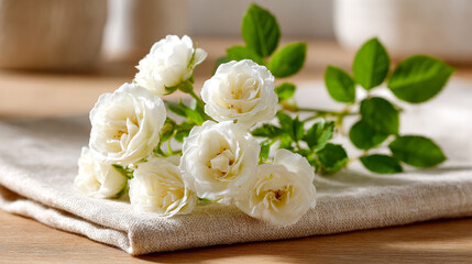 Photorealistic White Rose Bouquet Still Life