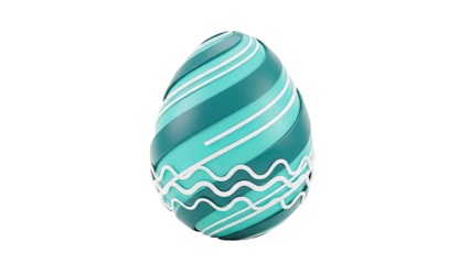 Teal and White Striped Easter Egg