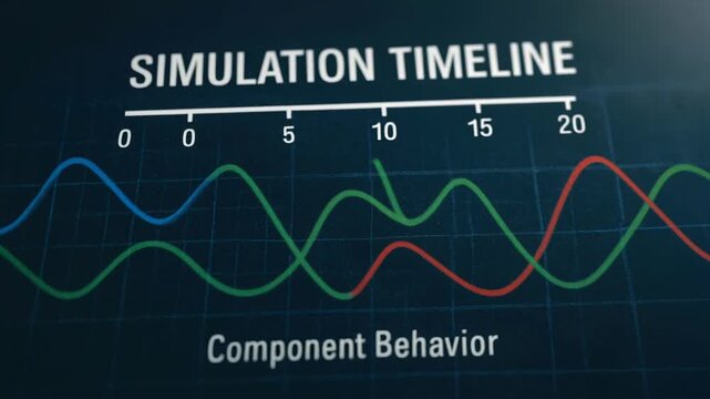 Next gen engineering solution simulation digital twin timeline chart and graph for component behavior data trend analysis insight technology concept