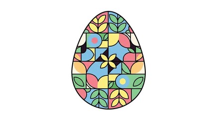 Colorful Decorative Easter Egg Mosaic Illustration