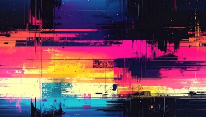 Abstract Glitch Art - A Vibrant Exploration of Digital Distortion.