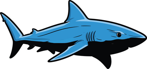 Obraz premium Blue Shark Cartoon Vector