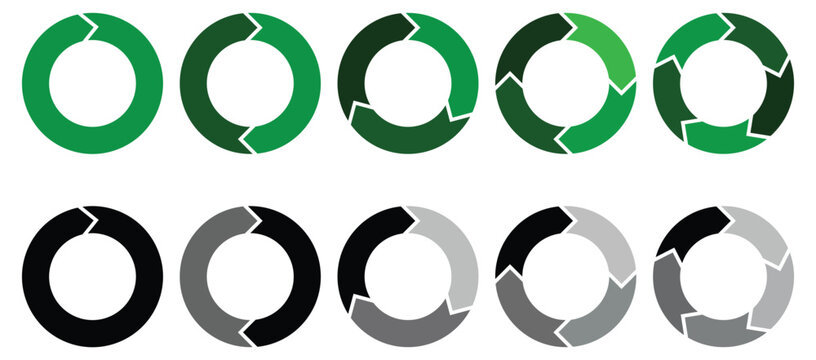 Set of colorful pie charts. Colorful pie charts with varying segments. Circle section graph. Circle section graph. Pie chart set. Pie charts diagrams. 