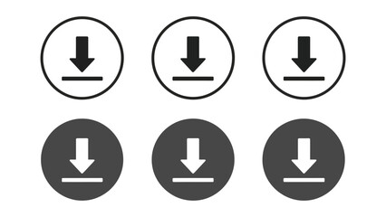 Six circular download icons are displayed in two rows against a white background.