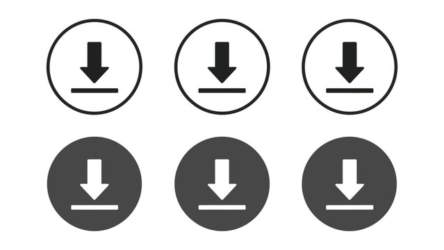 Six circular download icons are displayed in two rows against a white background.