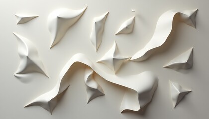 Abstract Organic Forms Flowing Across a Light Neutral Backdrop with Subtle Shadows and Highlights