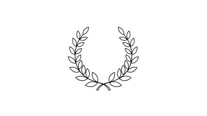 Obraz premium Simple black and white outline drawing of a laurel wreath crown representing victory, honor, and achievement.