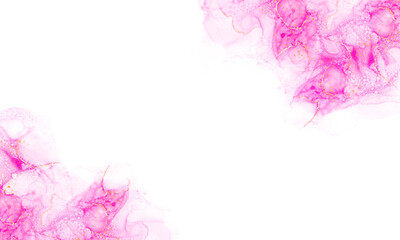 Fototapeta premium Elegant Pink Ink Bloom with Gold Glitter Highlights