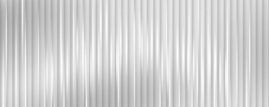 Corrugated polycarbonate plastic wall. Glass pattern background abstract gradient line 3D effect with ribbed silver texture. Luxury modern overlay for architecture, bathroom, office, cosmetic podium.