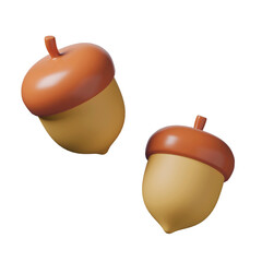 Cute 3D isometric autumn acorns with transparent background © Hyunjung Shim