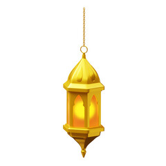 Golden Ramadan Lantern with Glowing Light