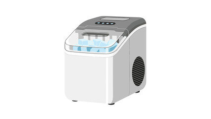 Fototapeta premium Compact ice maker machine with transparent lid, showcasing fresh ice cubes, perfect for home bars and entertaining.