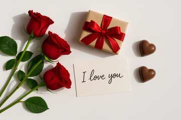 red rose and gift box