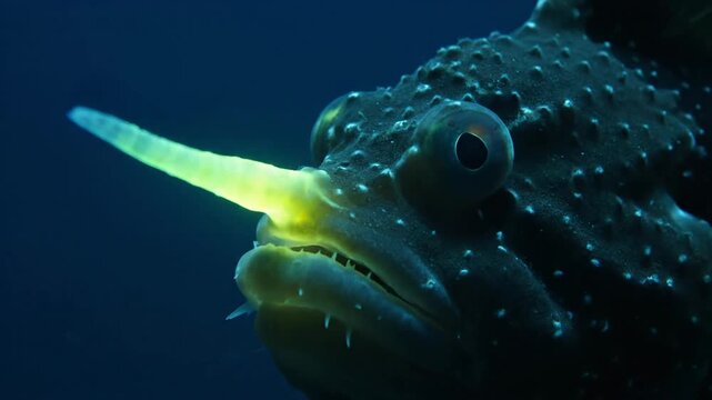 Close-Up shot of a Longnose Filefish, showcasing its peculiar horn-like appendage.