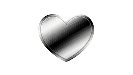 Brushed Metal Heart on White Background