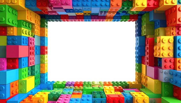 Colorful Brick Frame with White Space for Text.