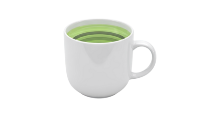 White mug with layered green liquid