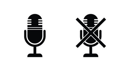 Microphone icon and a muted microphone icon shown on a white background.