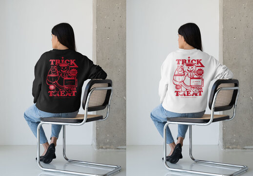 Mockup Of Woman Wearing Customized Sweatshirt, Back