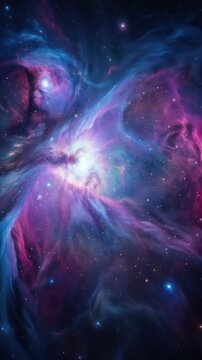 Abstract large star cluster with a blue and purple nebula in the background