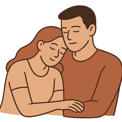 Obraz premium Warm Hugging Couple, Cozy Romantic Relationship Illustration