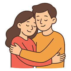 Loving Couple Hugging, Warm Romantic Relationship Illustration