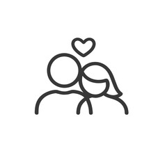 Simple Line Icon of Couple with Heart, Romantic Symbol
