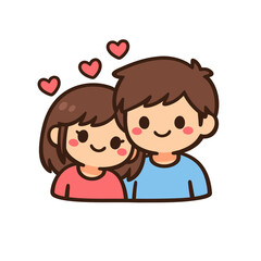 Cute Couple with Hearts, Happy Valentine Illustration