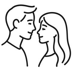 Elegant Line Illustration of Loving Couple, Romantic Concept