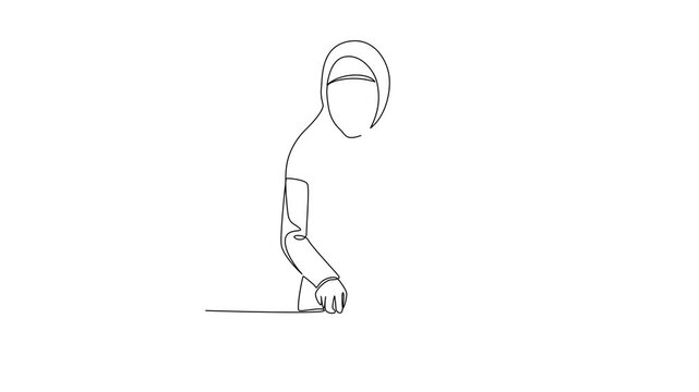 mother prepares to break the fast. Activity in Ramdhan Concept. Single line draw design Video 4k. Footage graphic illustration