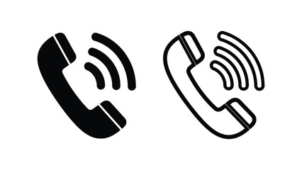 Two telephone receiver icons depict a ringing phone in solid black and outline styles.