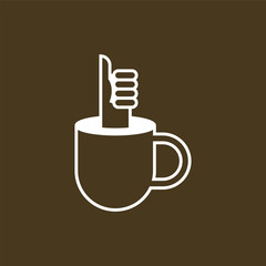 Cup of Coffee with Thumbs Up Satisfaction Logo.eps