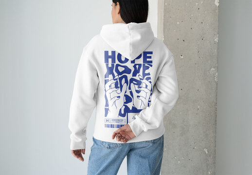 Mockup Of Woman Wearing Customizable Sweatshirt, Rear View