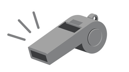 A gray whistle emits three sound waves, indicating it is being blown.