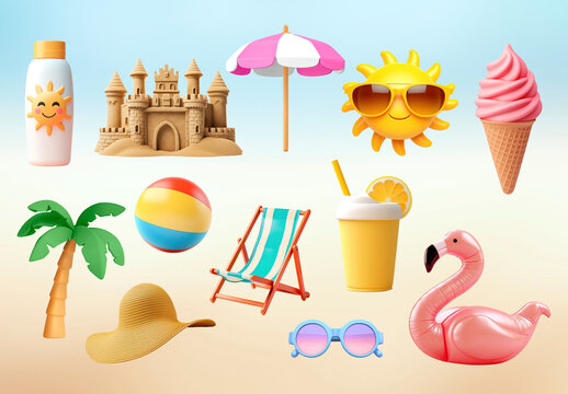 Summer Beach Fun Essentials Element Design Set