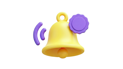 3D Notification Bell Icon with Wi-Fi Symbol and Badge