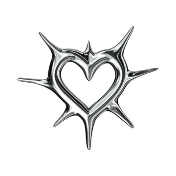 3D spiked metal hearts - dark romantic artwork.