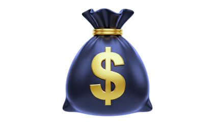 Black Money Bag with Gold Dollar Sign