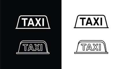 Two minimalist vector illustrations of taxi signs, one on a black background and one on a white background.