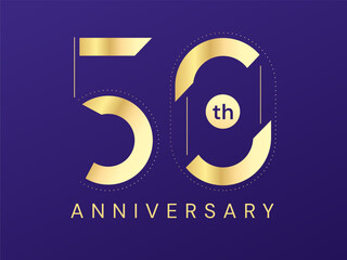 50th Anniversary luxury gold celebration with elegant lines overlapping in decorative numbers typography vector illustration design concept. Fifty Years anniversary gold template for celebration event