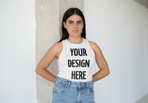 Mockup Of Woman In Customized Tank Top